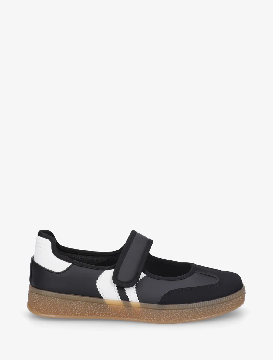 Ballerines style sneakers à scratch - Noir