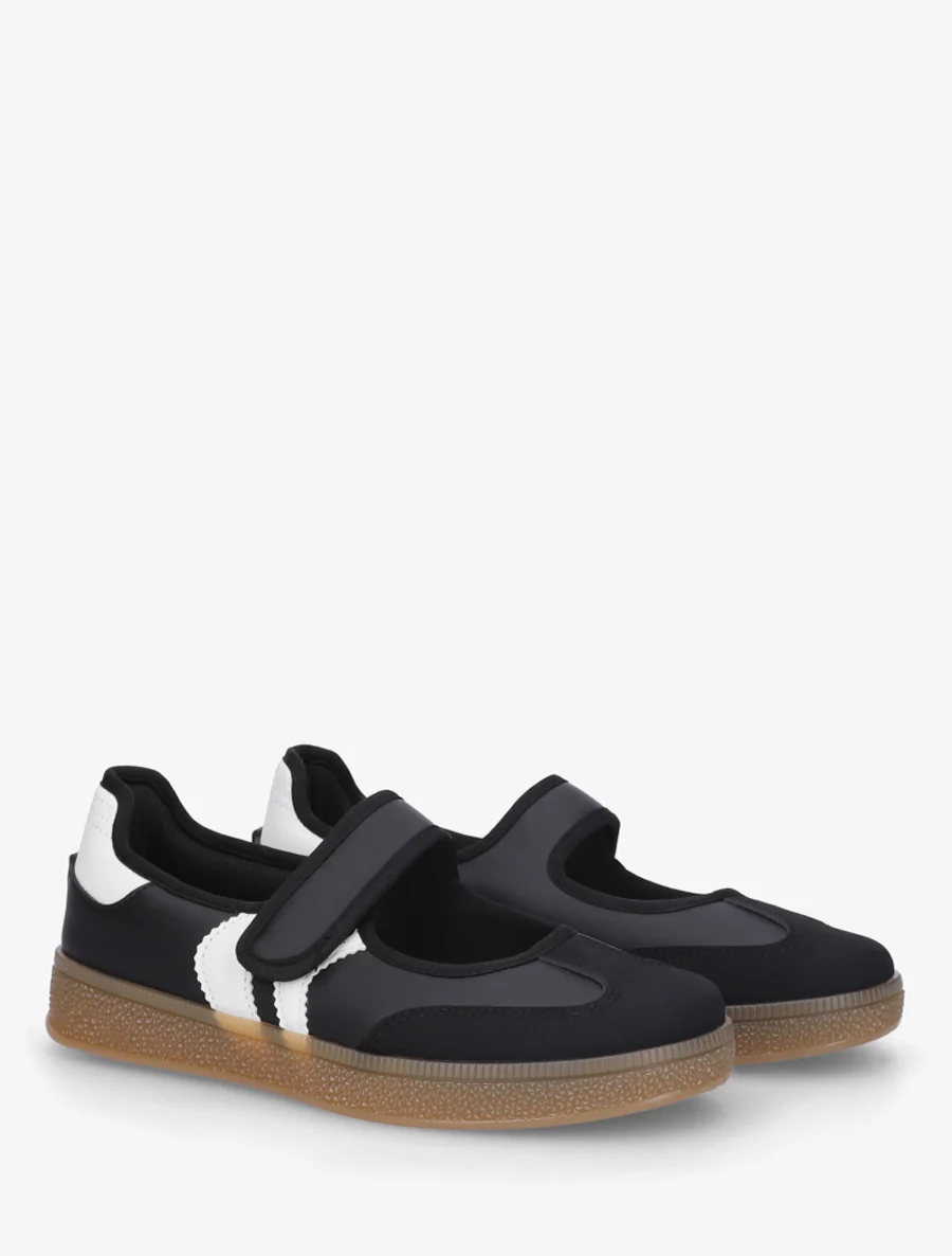 Ballerines style sneakers à scratch - Noir - Image 4