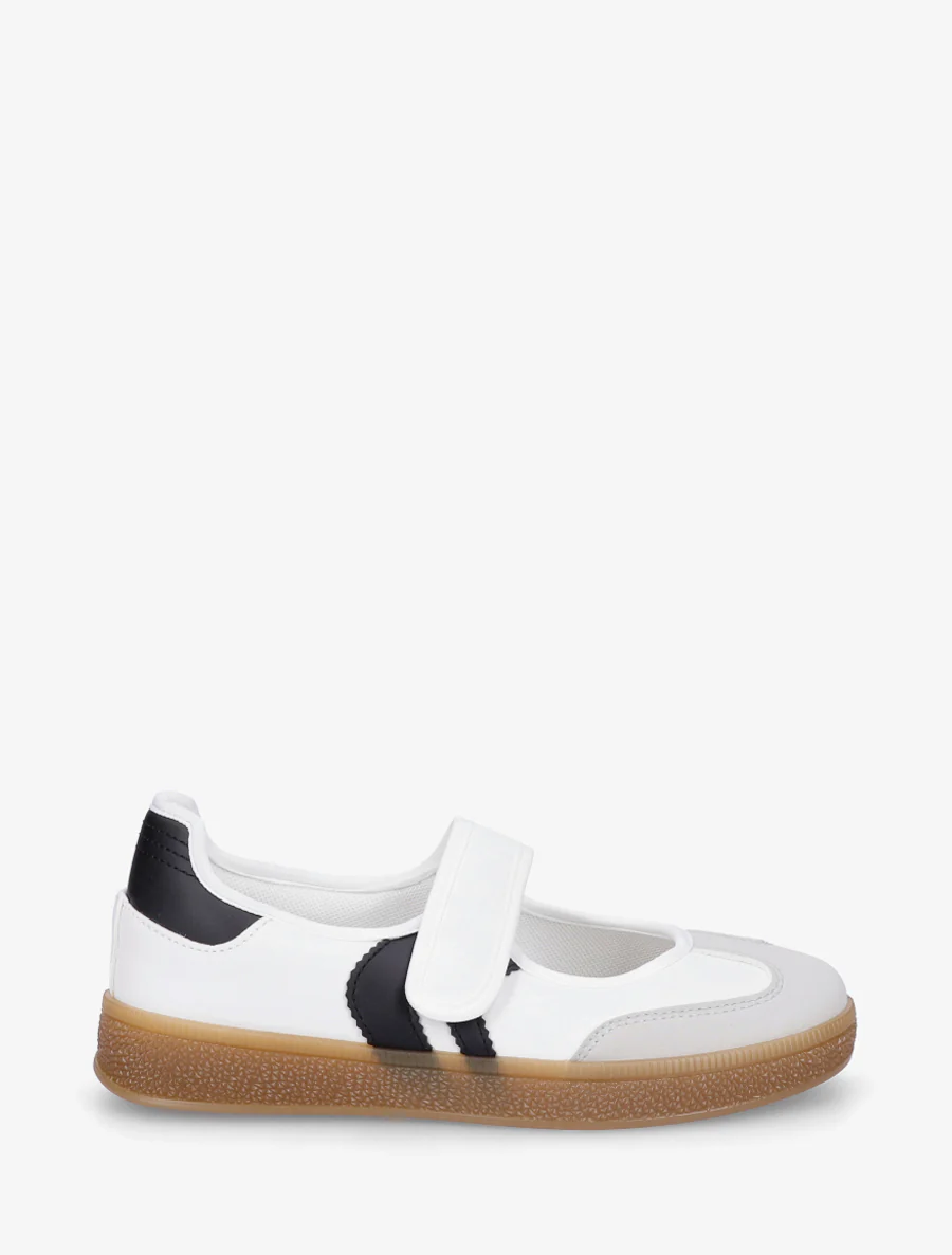 Ballerines style sneakers à scratch - Blanc