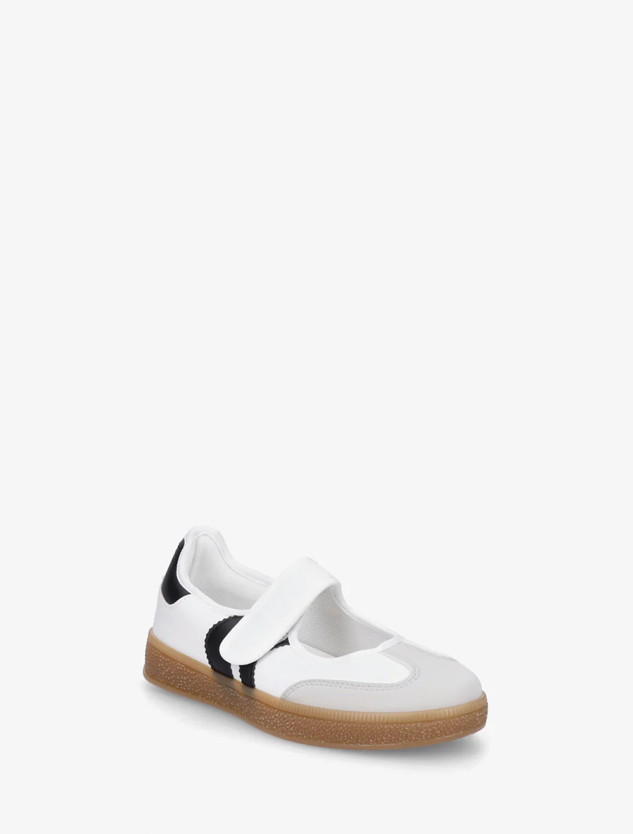 Ballerines style sneakers à scratch - Blanc - Image 2