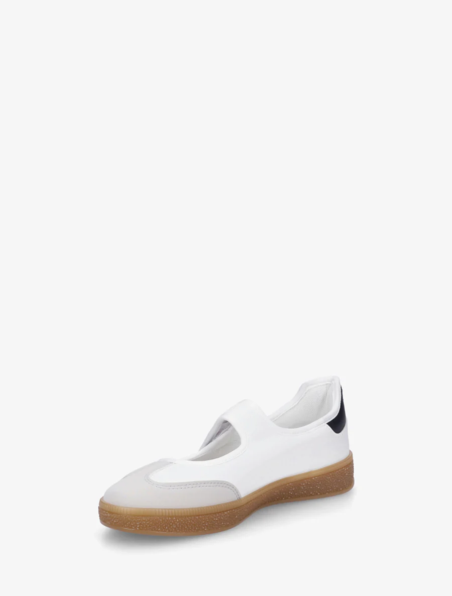 Ballerines style sneakers à scratch - Blanc - Image 3