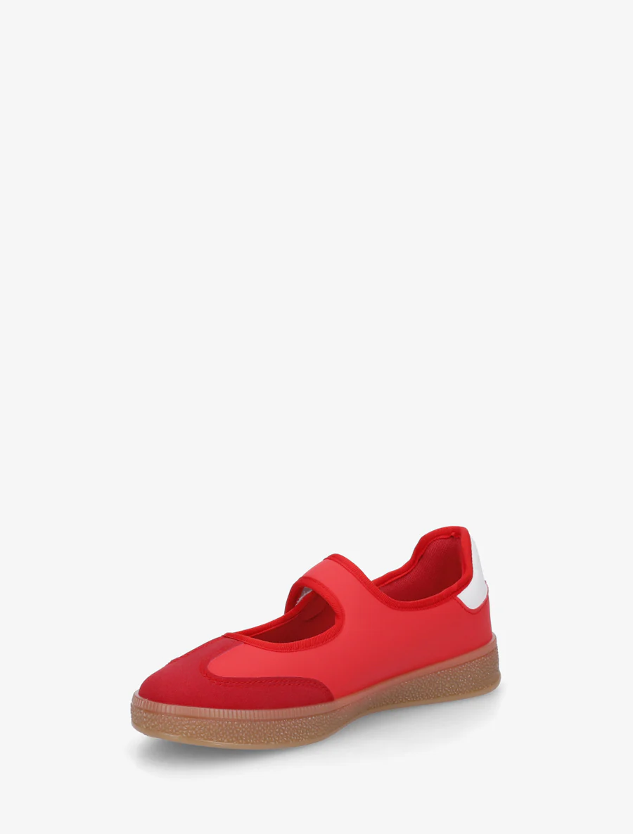 Ballerines style sneakers à scratch - Rouge - Image 3