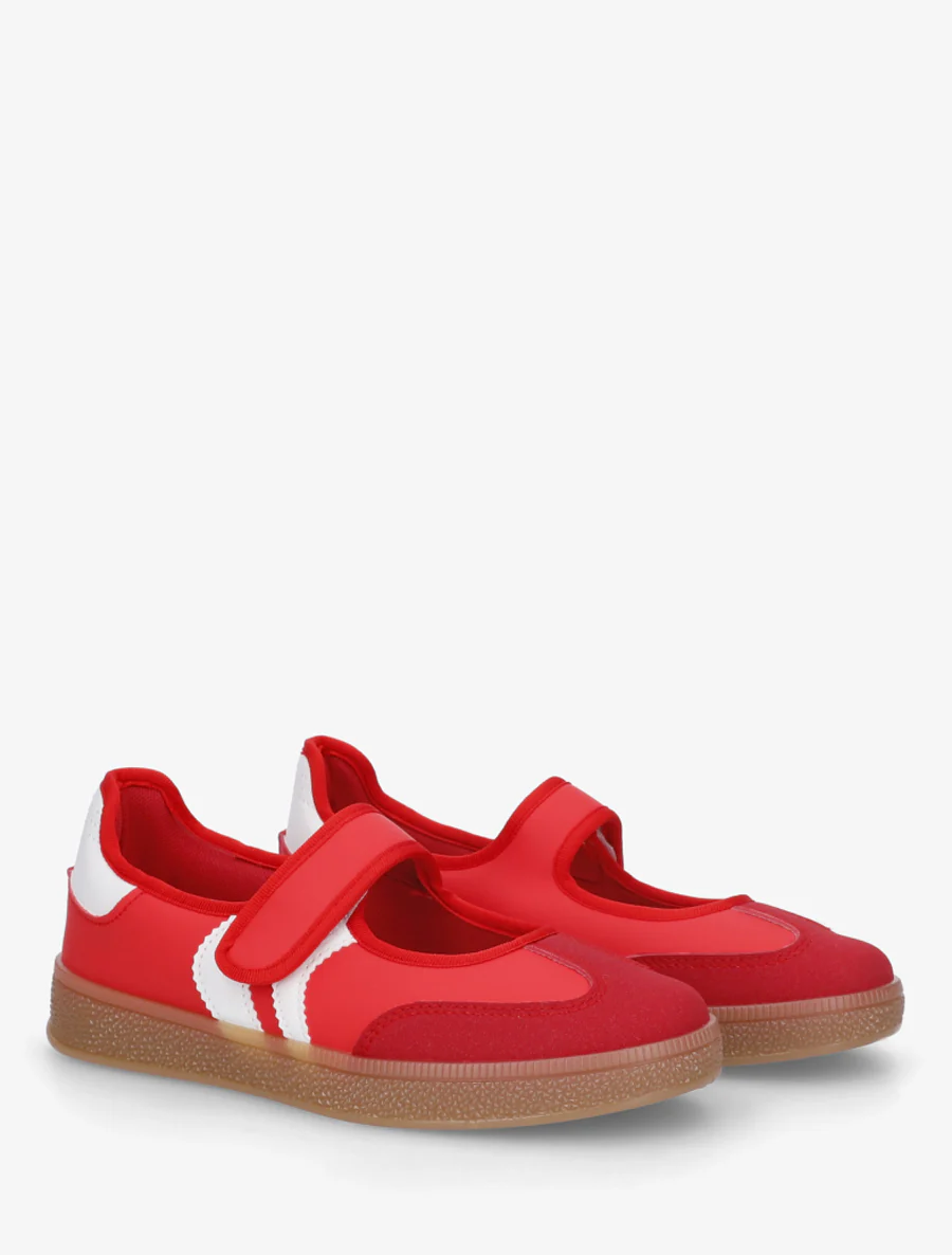 Ballerines style sneakers à scratch - Rouge - Image 4