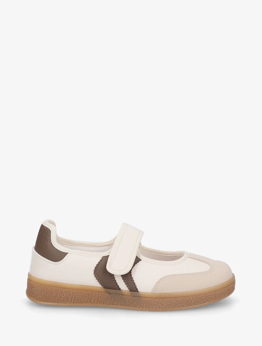 Ballerines style sneakers à scratch - Beige