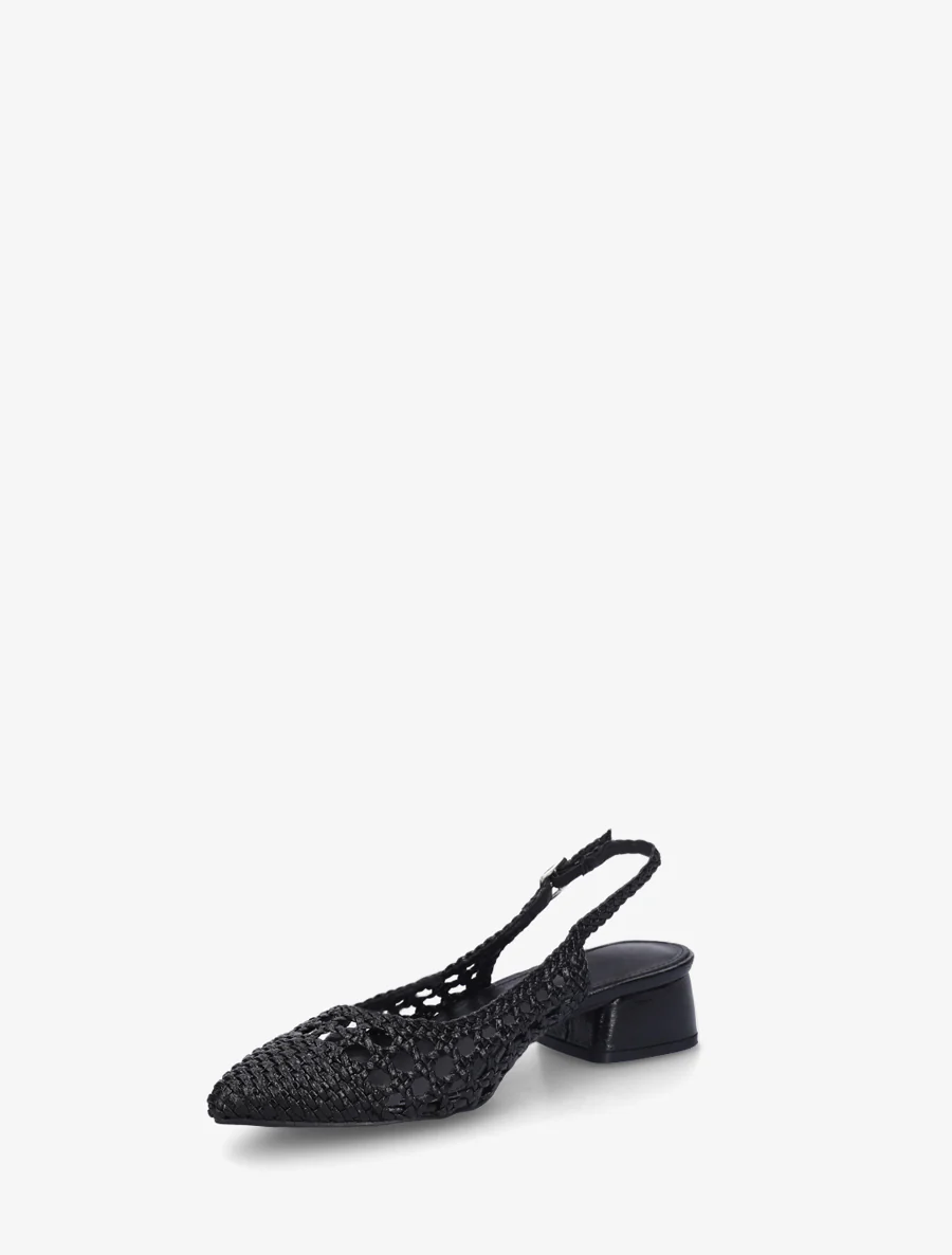 Ballerines tressées à talon bloc - Noir - Image 3