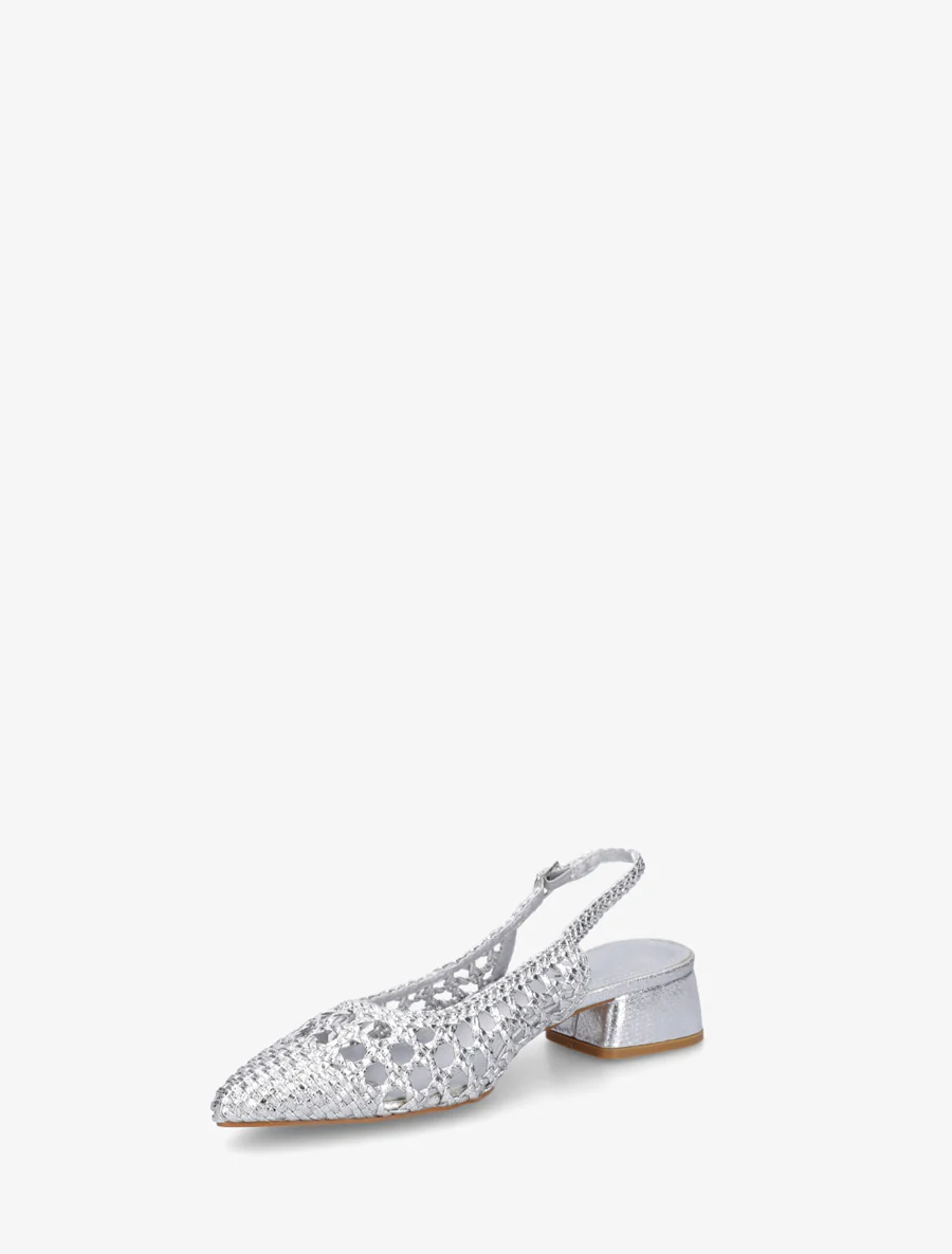 Ballerines tressées à talon bloc - Argent - Image 3