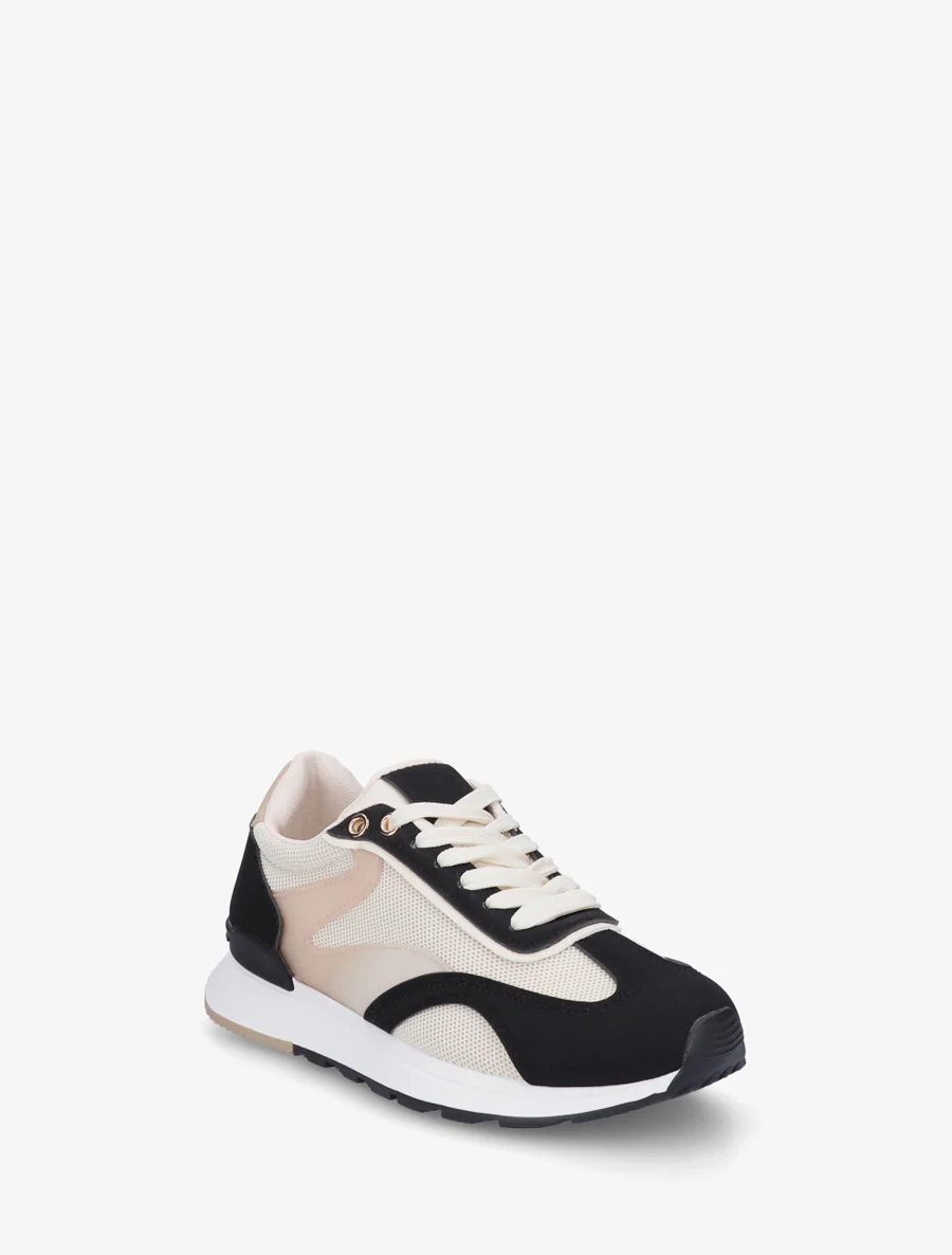 Baskets à bandes stylisées et empiècement effet nubuck - Noir - Image 2
