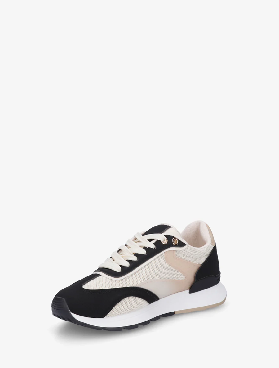 Baskets à bandes stylisées et empiècement effet nubuck - Noir - Image 3