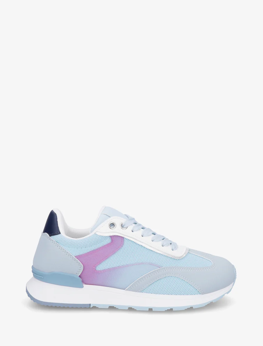 Baskets à bandes stylisées et empiècement effet nubuck - Bleu ciel