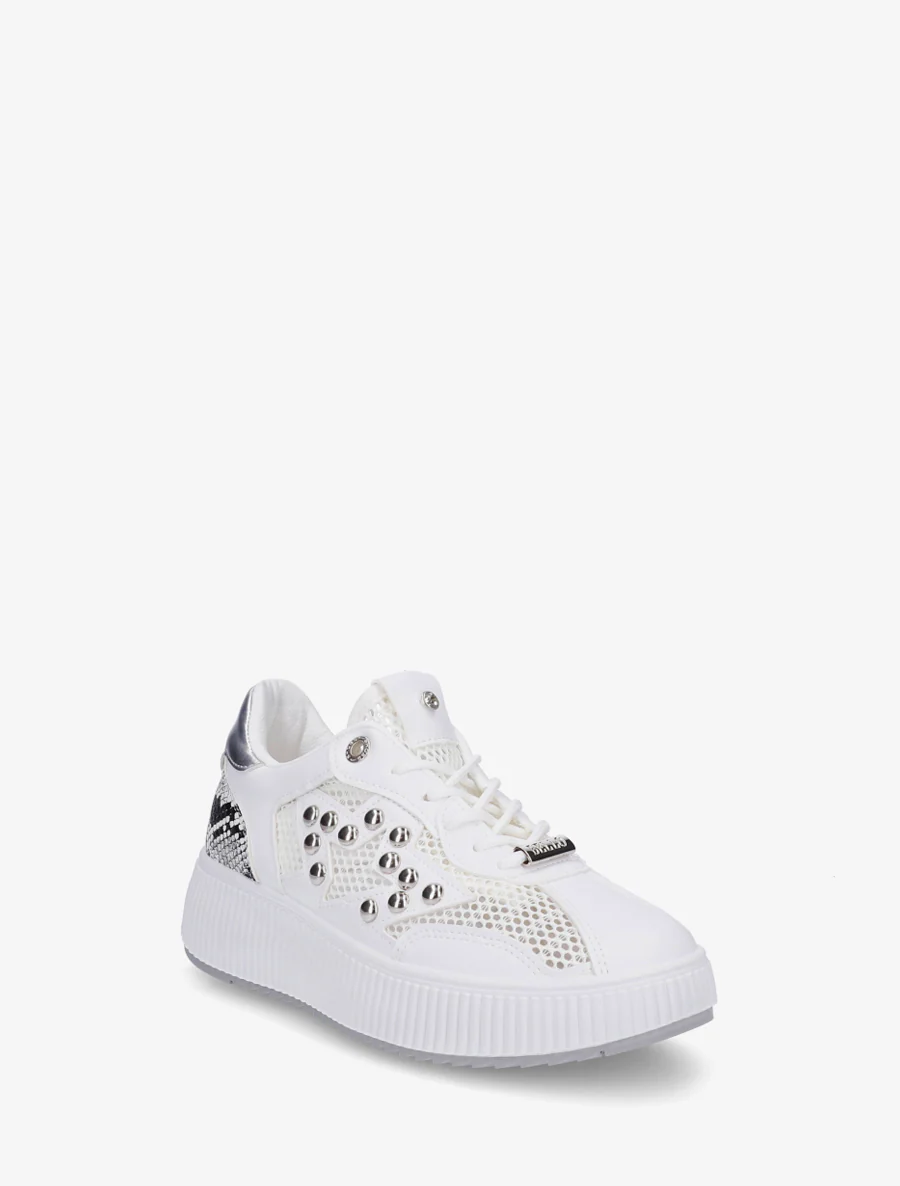 Baskets ajourées à strass et plateforme striée - Blanc - Image 2