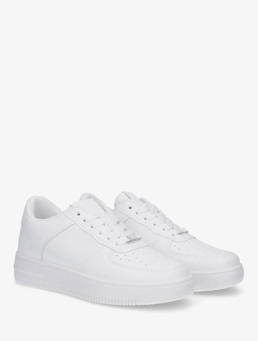 Baskets basiques en simili - Blanc - Image 4