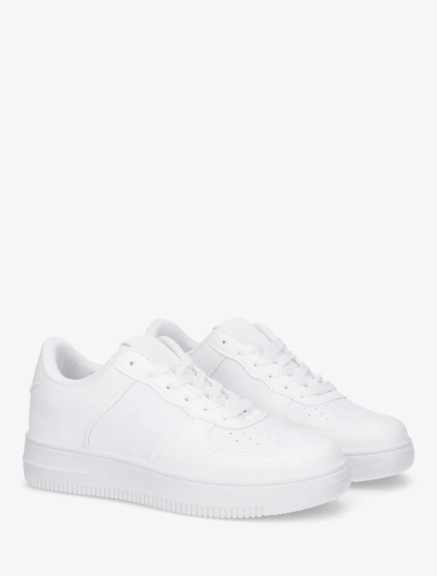 Baskets basiques en simili - Blanc - Image 4