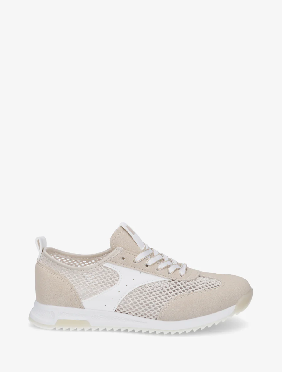 Baskets bi-matière ajourées - Beige