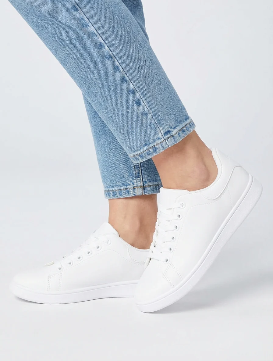 Baskets classiques en simili - Blanc - Image 5