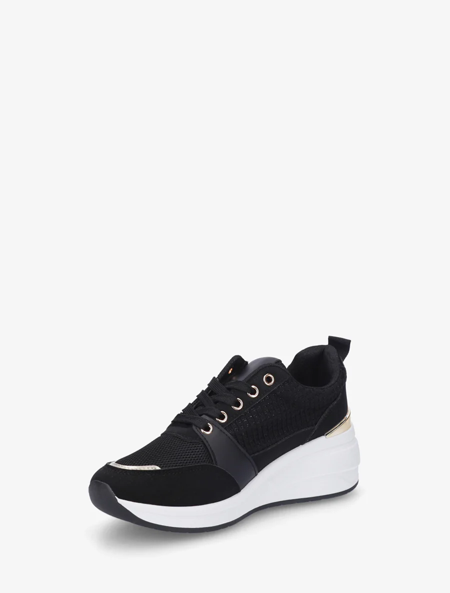 Baskets compensées à zip - Noir - Image 3