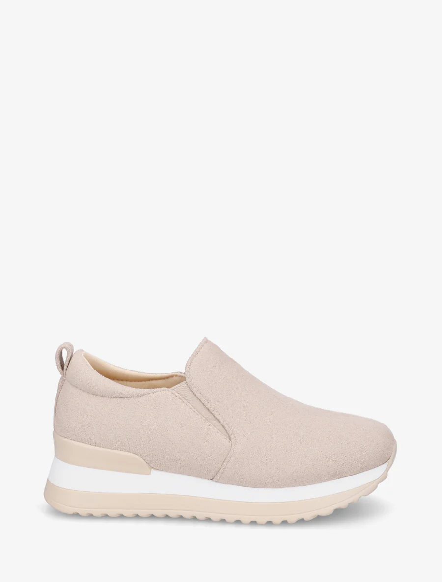 Baskets compensées en suédine - Beige