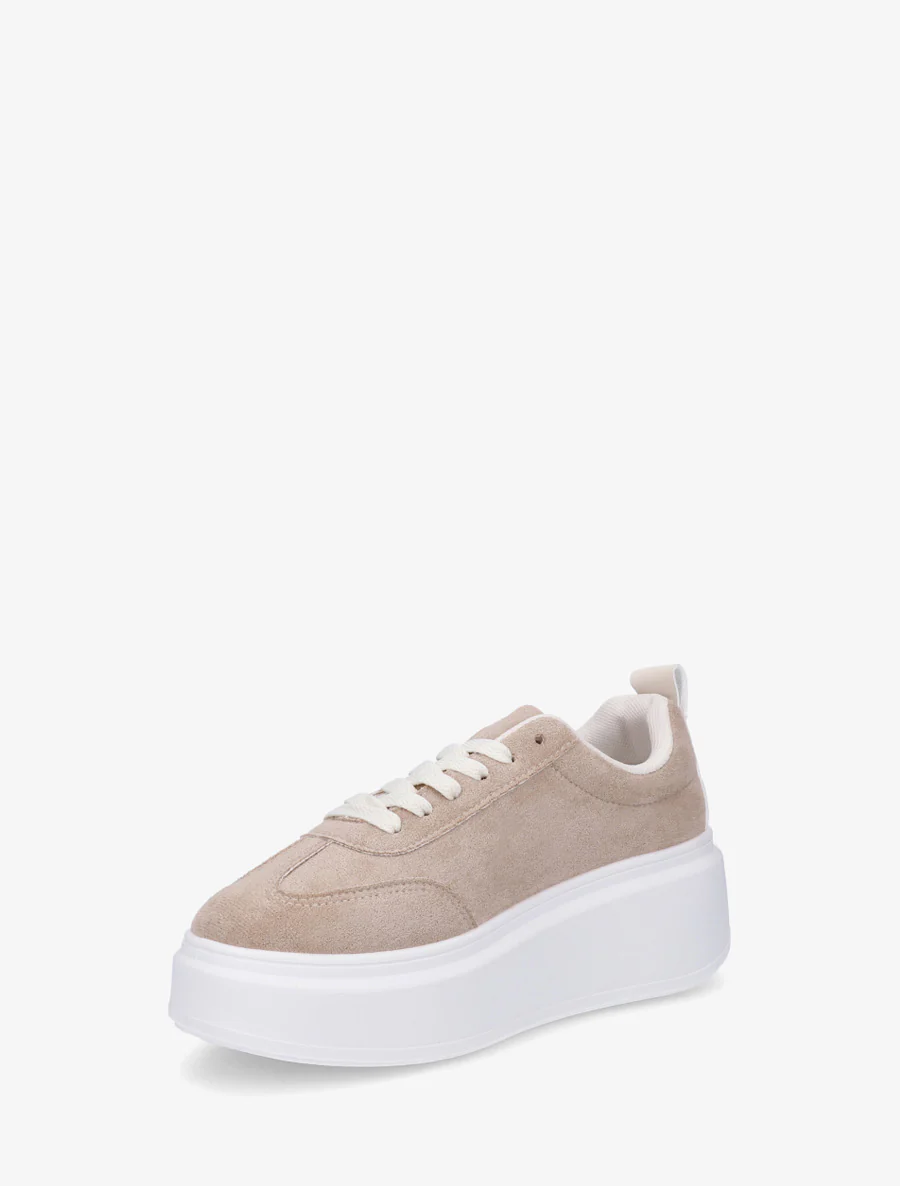 Baskets effet nubuck à bandes - Taupe - Image 3