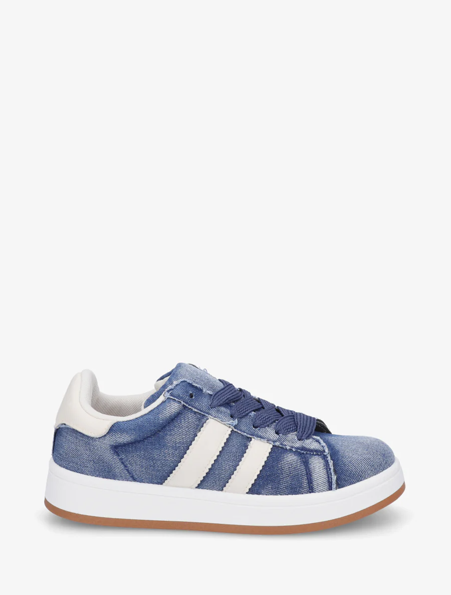 Baskets en jean à bandes contrastantes - Bleu denim