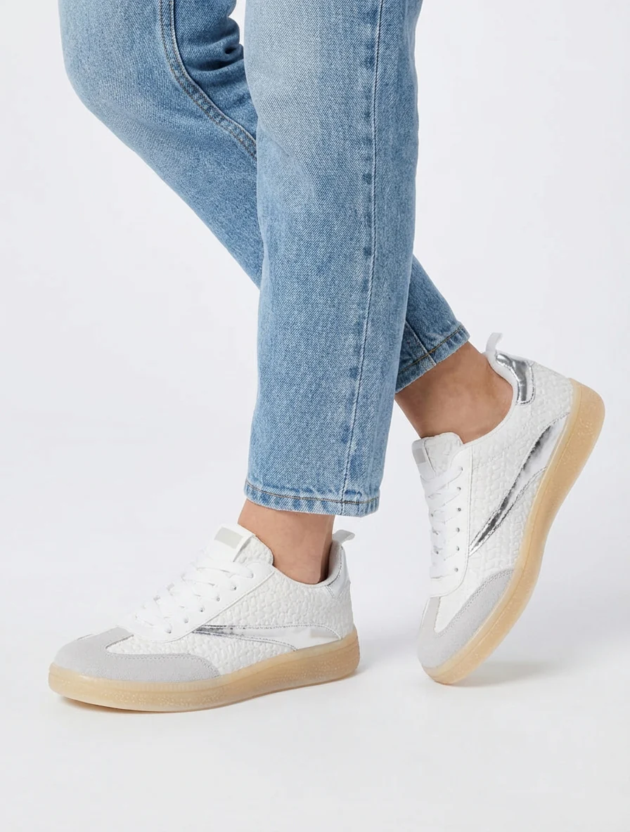 Baskets en simili effet tressé - Blanc - Image 5