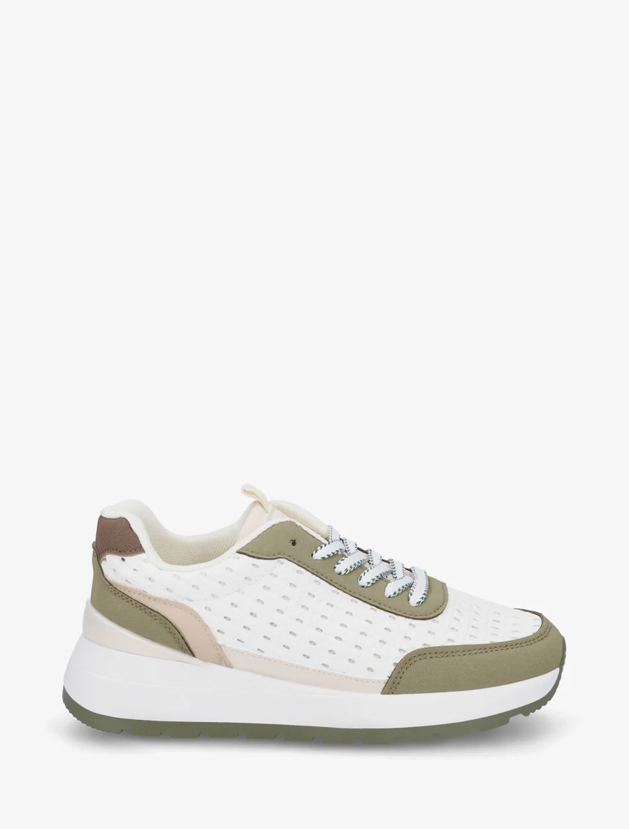 Baskets en simili effet tressé - Kaki