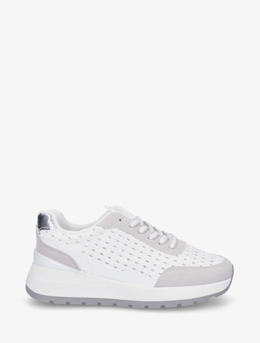 Baskets en simili effet tressé - Blanc