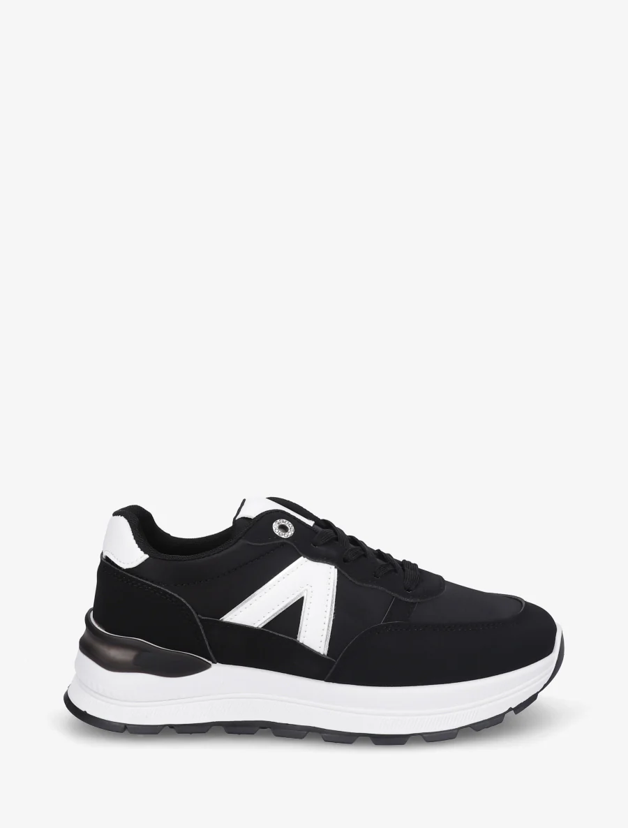 Baskets en simili et bandes contrastantes - Noir