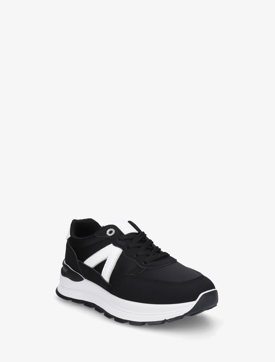 Baskets en simili et bandes contrastantes - Noir - Image 2