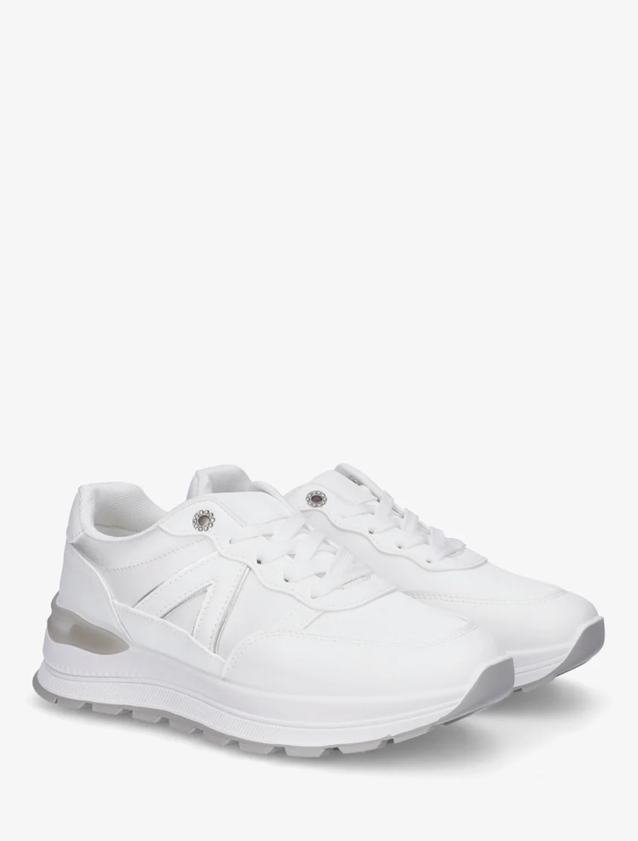 Baskets en simili et bandes contrastantes - Blanc - Image 4