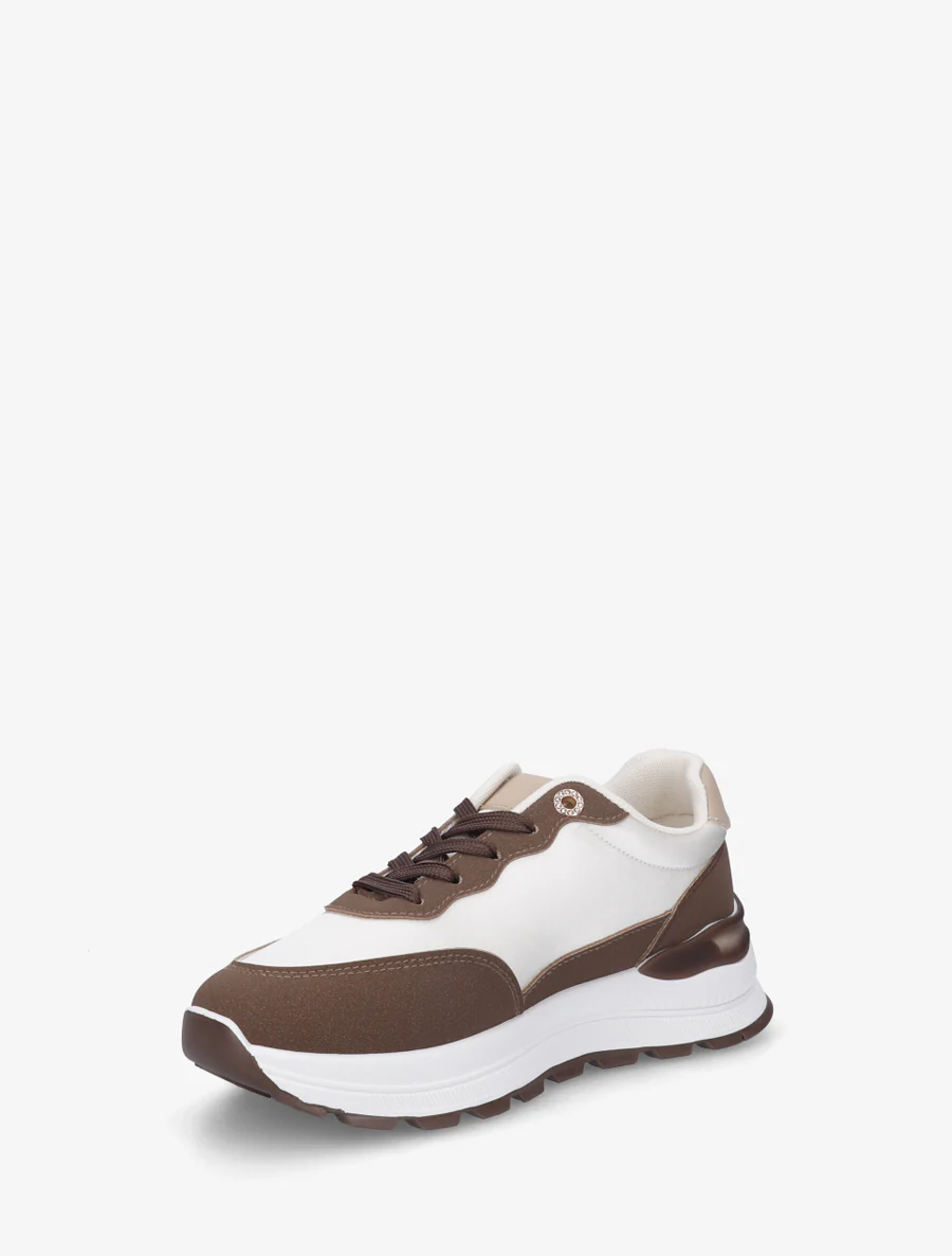 Baskets en simili et bandes contrastantes - Marron - Image 3