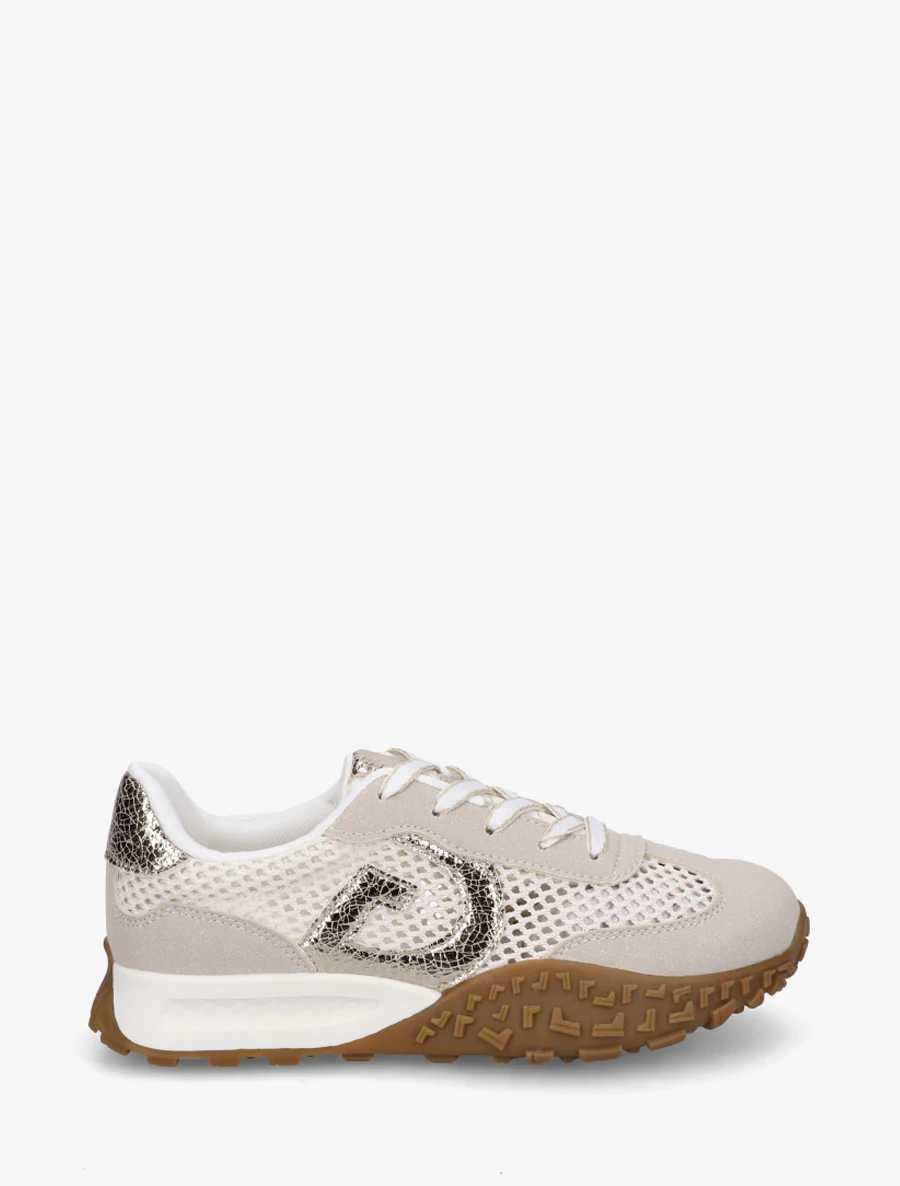 Baskets en suédine et maille ajourée - Beige