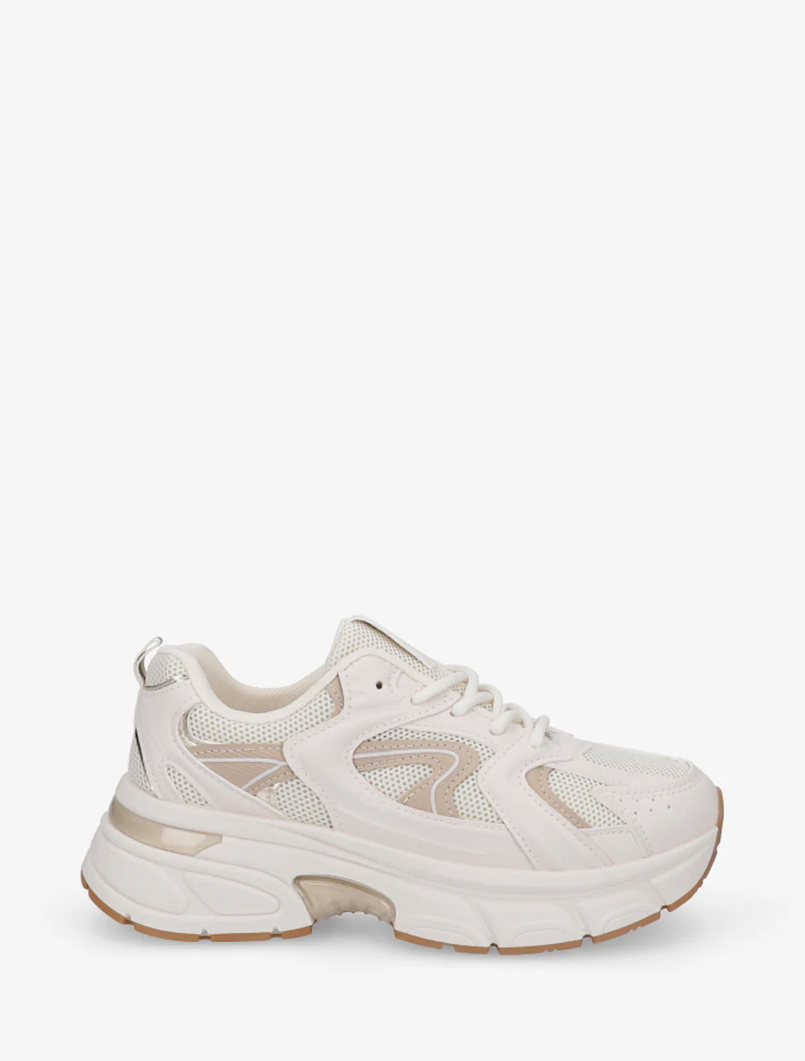 Baskets style running en toile - Beige