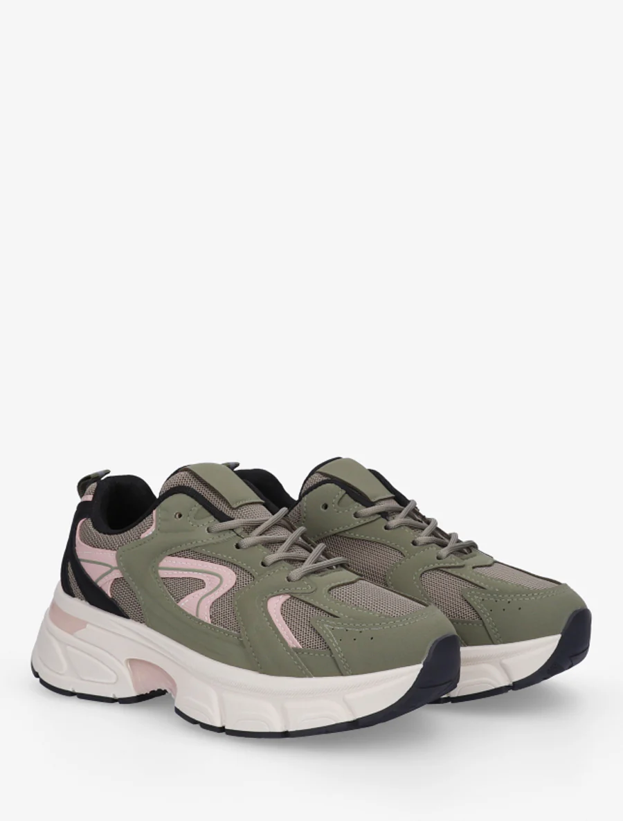 Baskets style running en toile - Kaki - Image 4