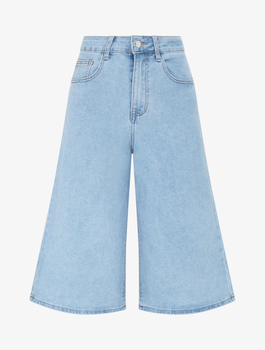 Bermuda en jean ample - Bleu clair