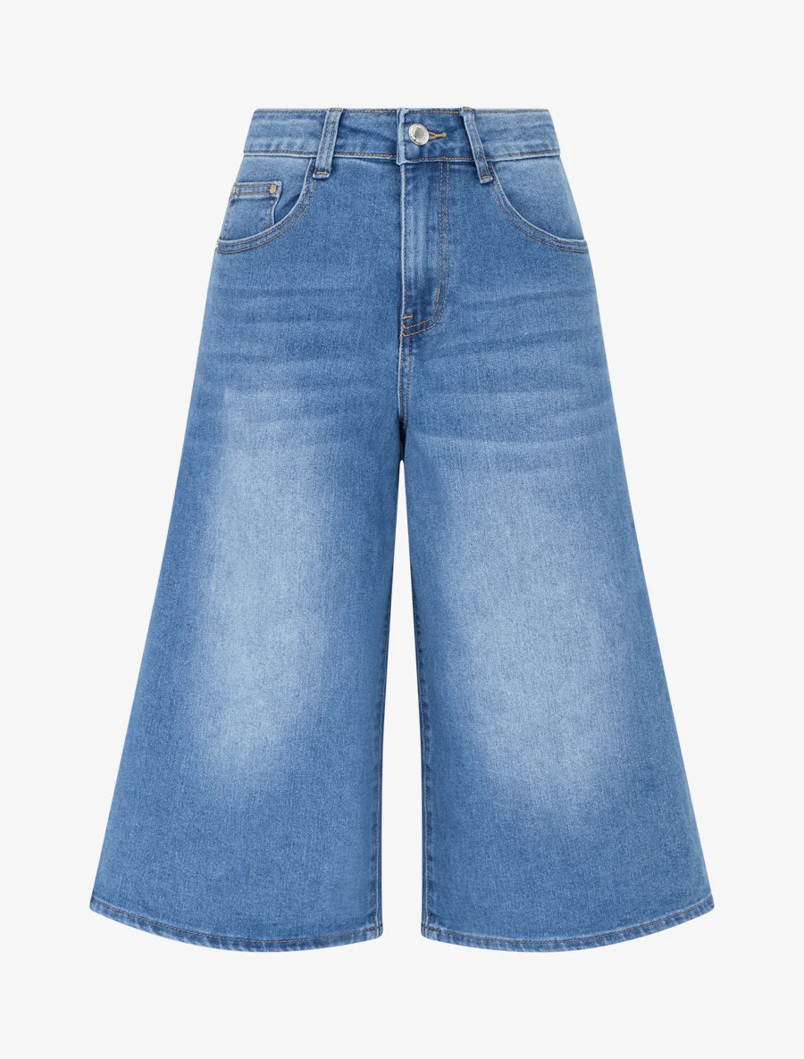 Bermuda en jean délavé - Bleu