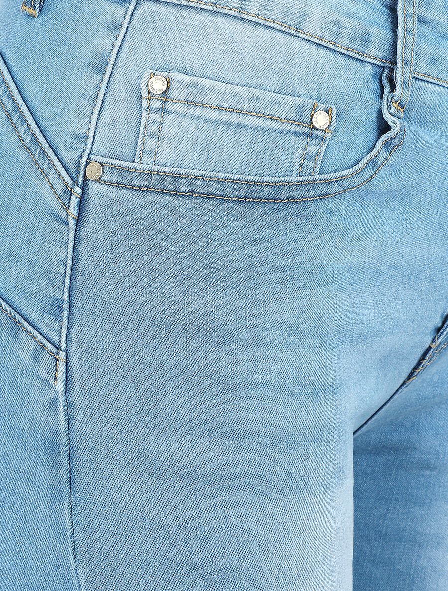 Bermuda en jean effet délavé - Bleu clair - Image 3
