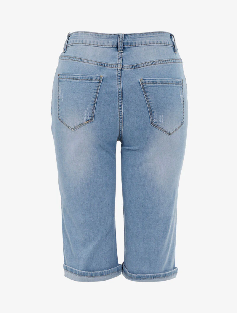 Bermuda éraflé coupe droite - denim - bleu denim - Image 2