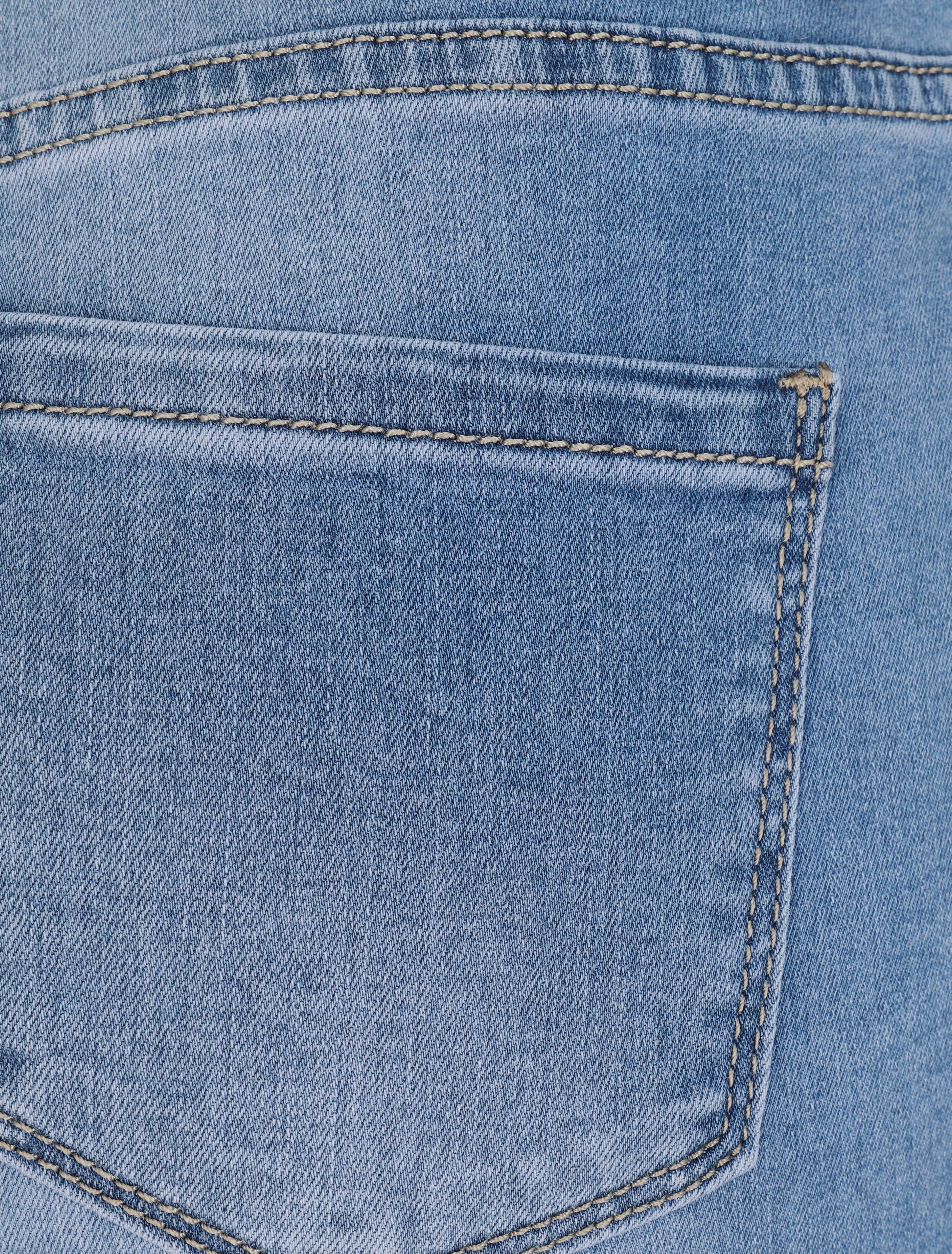 Bermuda grande taille en jean à bords retroussés - Bleu clair - Image 3