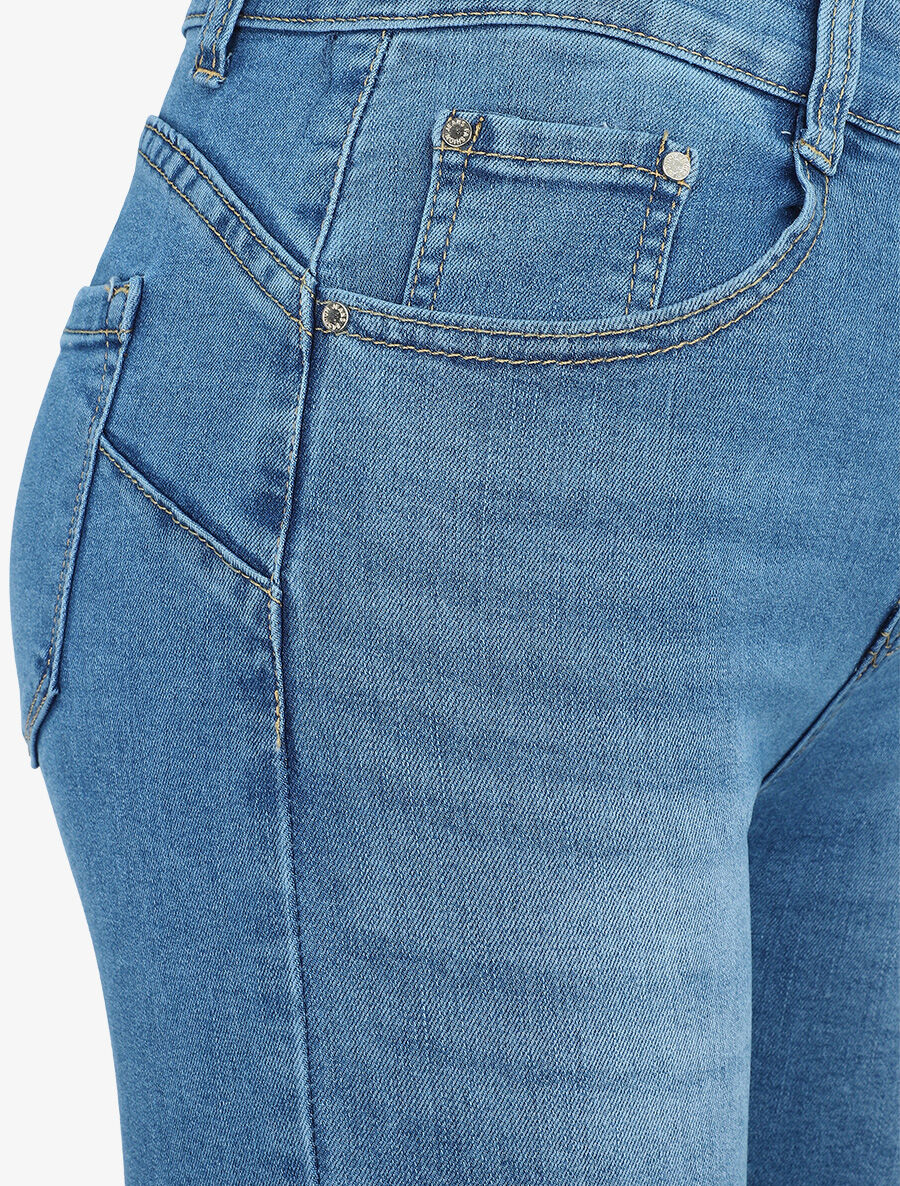 Bermuda push up coupe droite - Bleu denim - Image 4