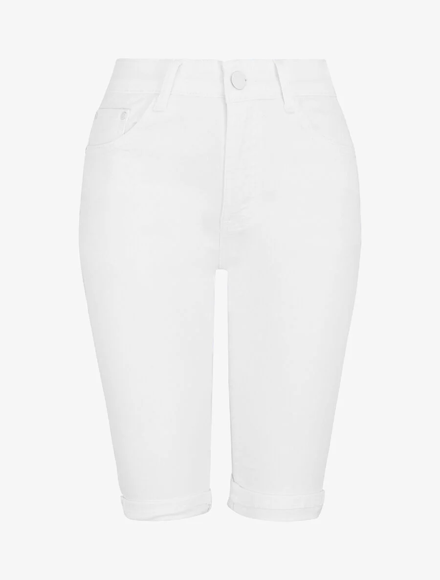 Bermuda push up uni à ourlets - Blanc