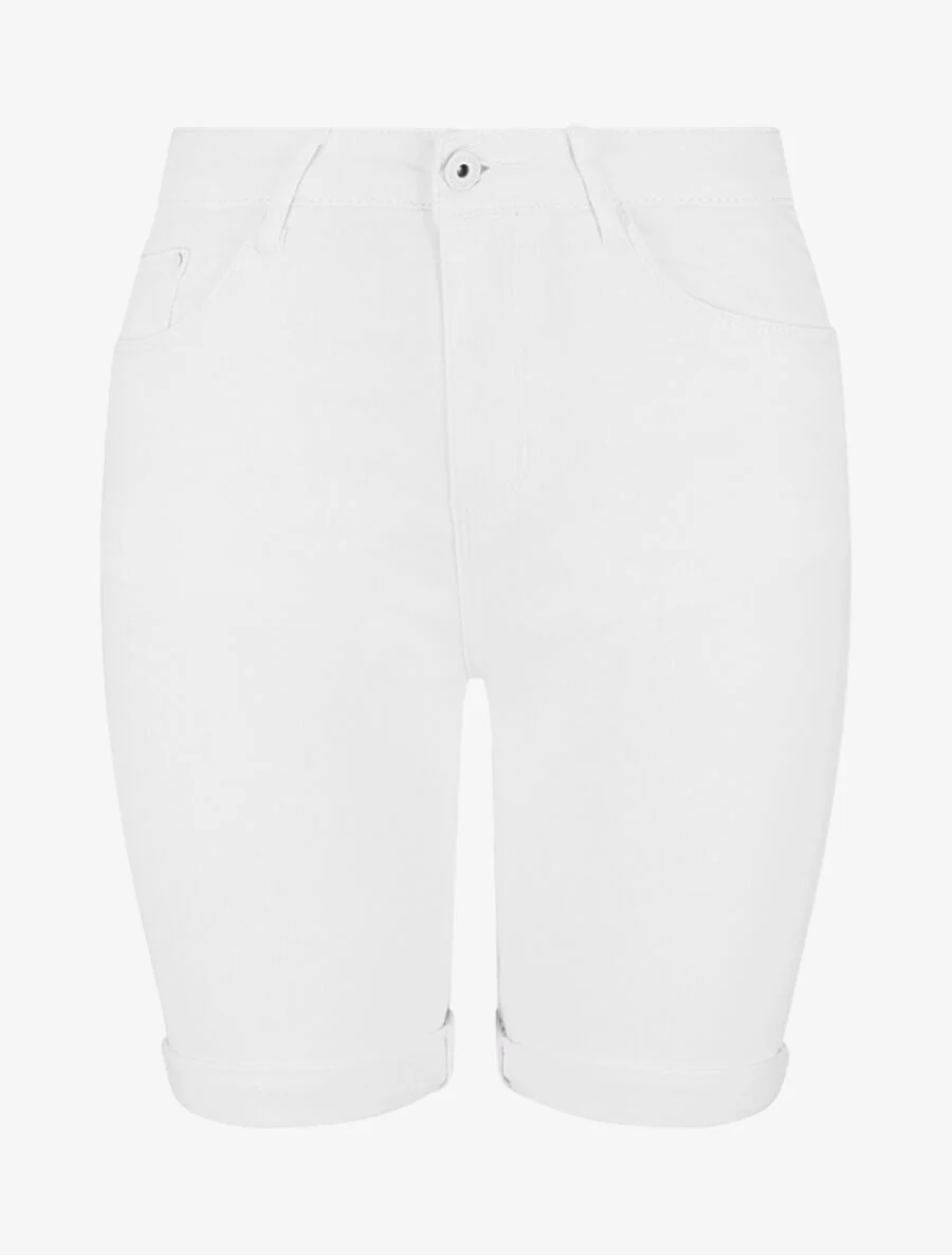 Bermuda push up uni coupe droite - Blanc