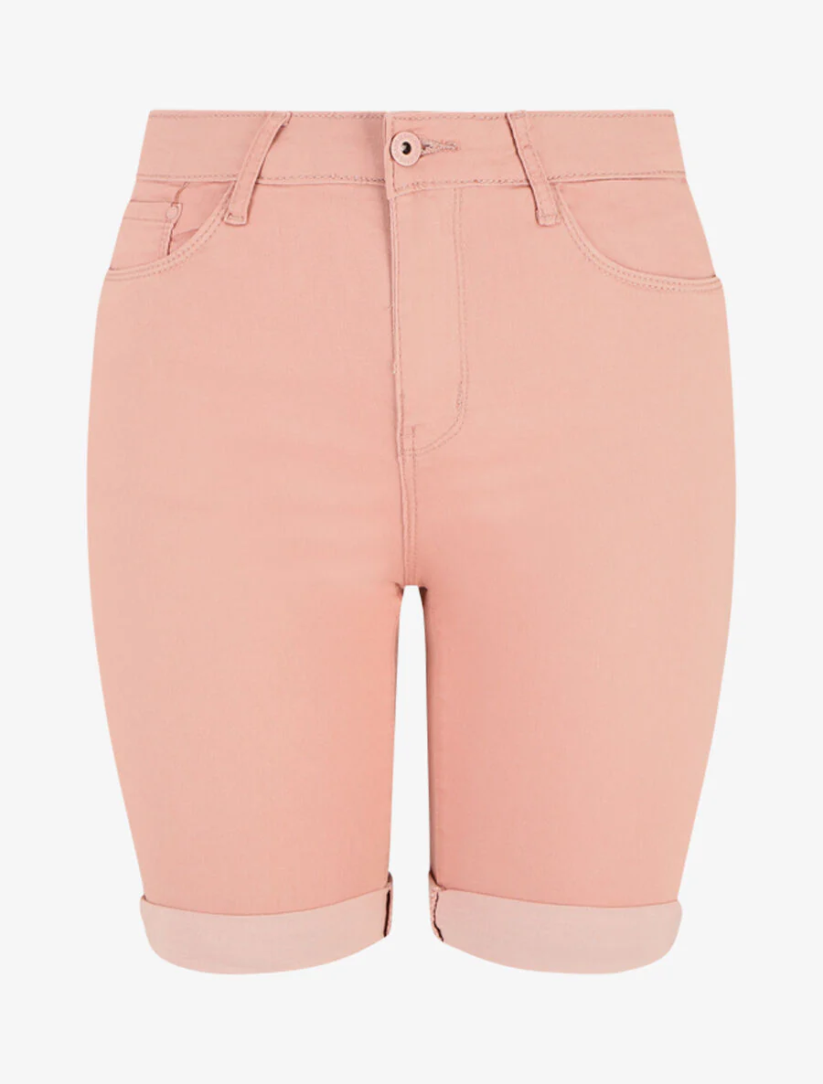 Bermuda push up uni coupe droite - Rose