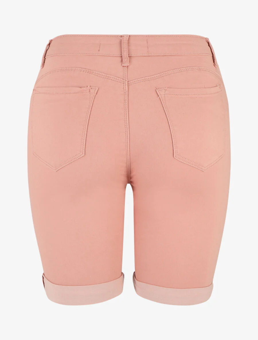 Bermuda push up uni coupe droite - Rose - Image 2