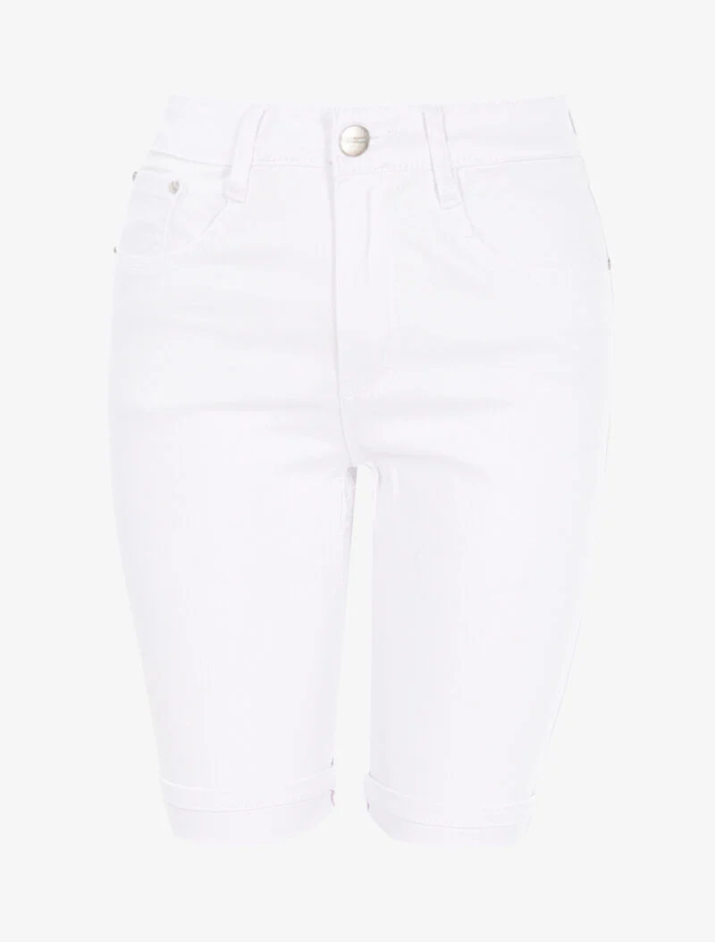 Bermuda slim uni - blanc