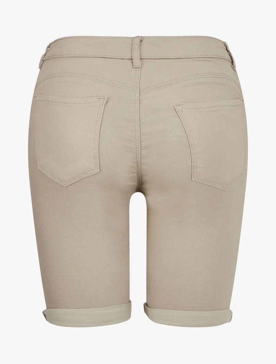 Bermuda stretch à revers - Taupe - Image 2