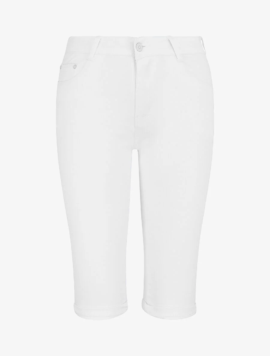 Bermuda uni coupe droite - Blanc