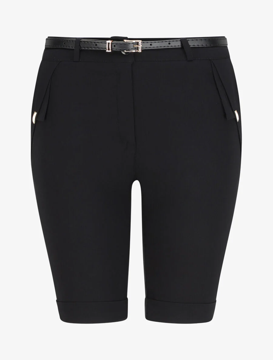 Bermuda uni taille haute - Noir