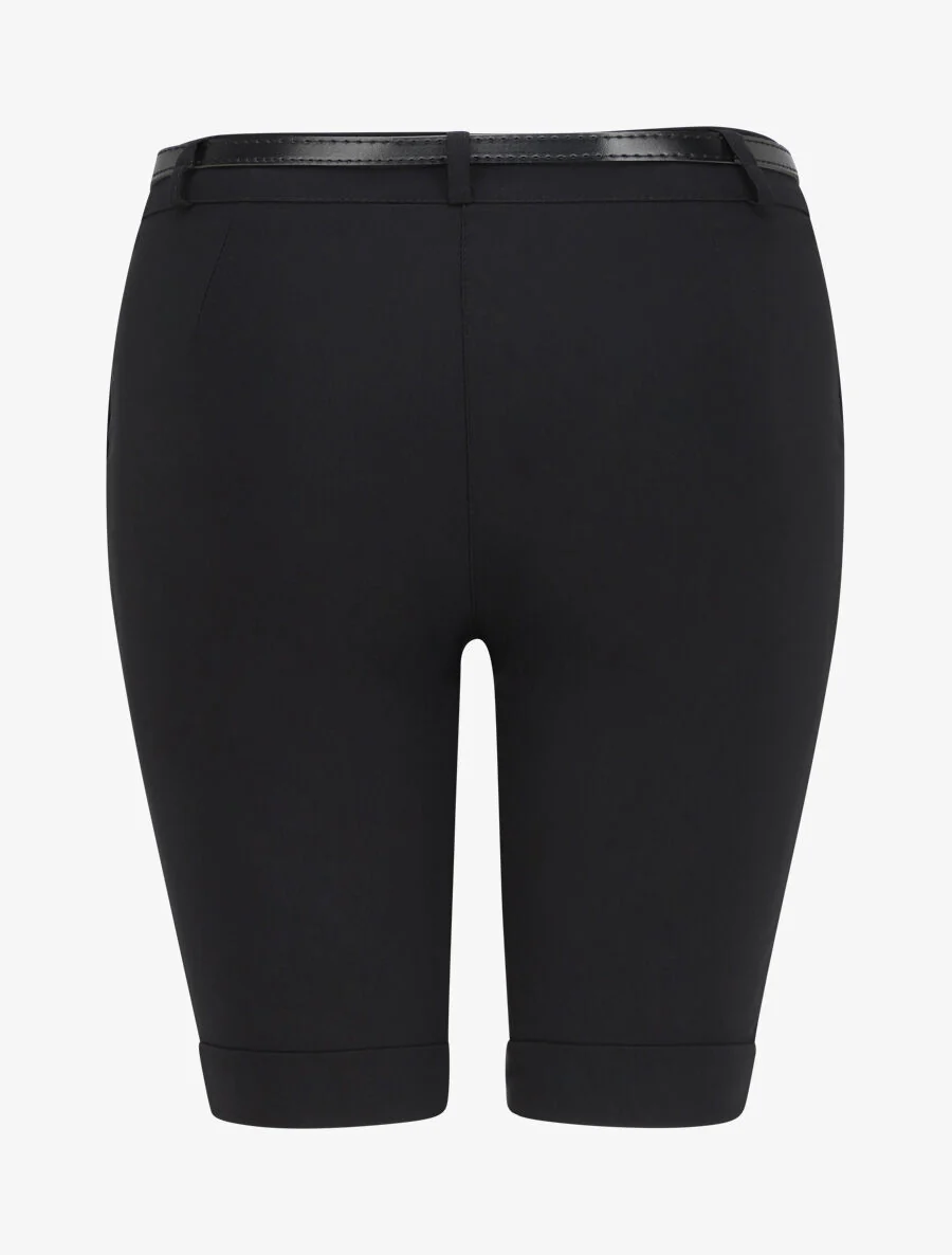 Bermuda uni taille haute - Noir - Image 2