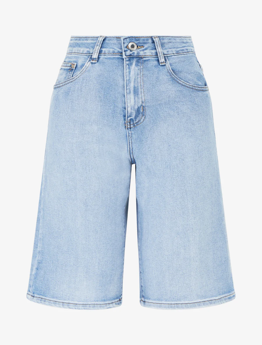 Bermuda wide leg coupe droite - Bleu clair