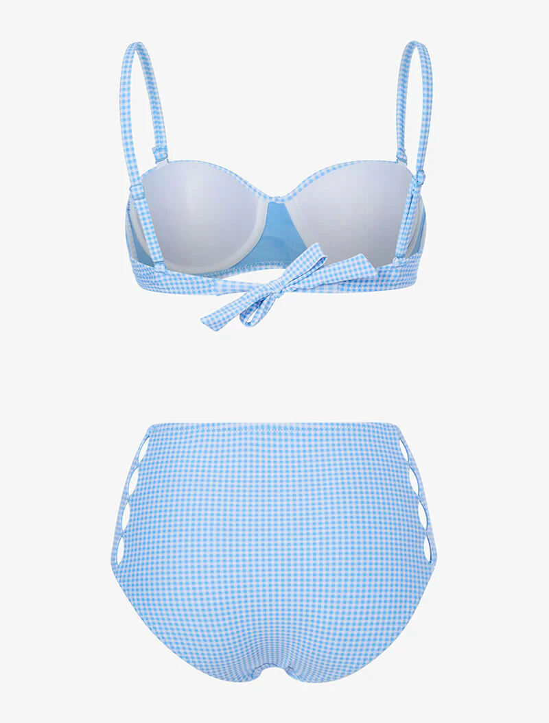 Bikini 50's à petits carreaux - bleu ciel - Image 2