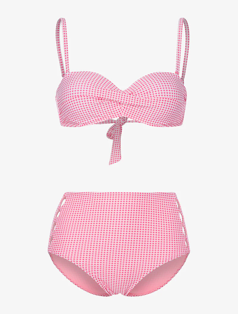 Bikini 50's à petits carreaux - fushia